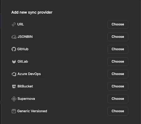 Tokens Studio 支援的 Sync Providers